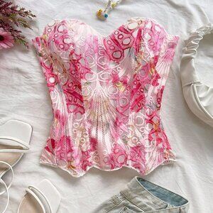 Pink Boho Women's Sexy Lace Bustier Top